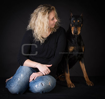 woman and her dog