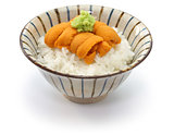 sea urchin roe on rice, japanese food