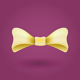 Glamorous vector 3d bow tie.  Yellow on violet background.