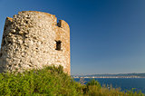 Ruins of the ancient tower at seaside Nessebar, Bulgaria