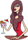 woman in pub cartoon illustration