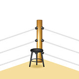 Boxing corner with wooden stool