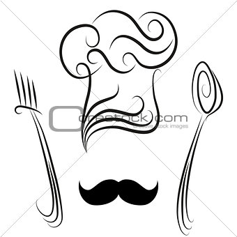 Chef hat with spoon and fork