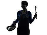 woman cooking cake pastry silhouette