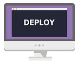 vector illustration of personal computer display showing window with deploy title