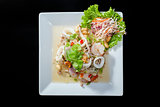 Yum Woon Sen, spicy vermicelli salad in black background