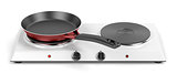 Double hot plate and frying pan