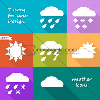 Colored icons design of weather forecast