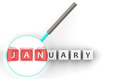 January puzzle with magnifying glass
