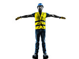 construction worker signaling safety vest emergency stop silhoue