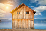 Idylic wooden cottage on a lake