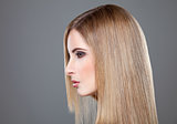 Profile of a beauty with long straight hair