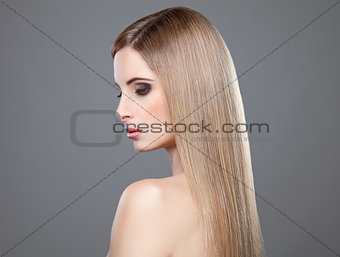 Profile of a beauty with long straight hair