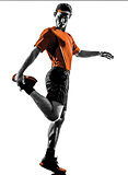 man runner jogger stretching warming up silhouette