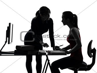 teacher woman mother teenager girl studying silhouette
