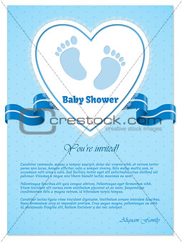 Blue baby shower invitation with text