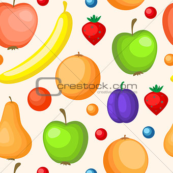 Seamless pattern with ripe fruit