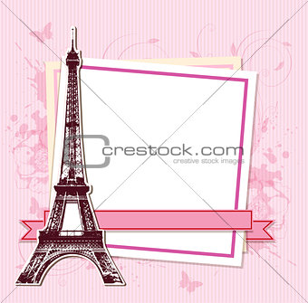 White frame with Paris and the Eiffel Tower