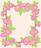 Frame with pink peach flowers
