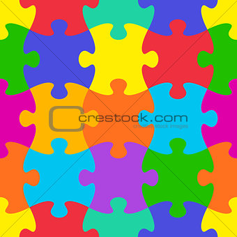 Vector jigsaw puzzle seamless pattern