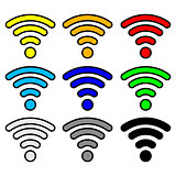 multi color wifi wireless hotspot internet signal symbol icon collection