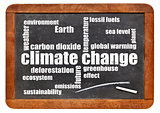 climate change word cloud on blackboard