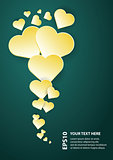 abstract flying yellow hearts background