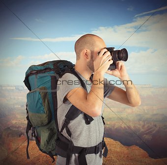 Explorer photographing landscapes