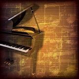 abstract grunge music background with grand piano