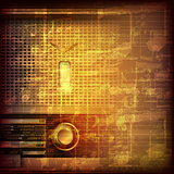 abstract grunge music background with retro radio