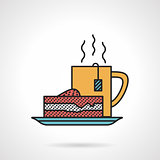 Tea and cake flat vector icon