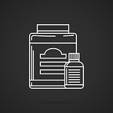 Supplements jars flat line vector icon
