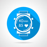 Fitness watch flat round vector icon