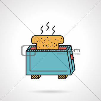 Toaster with bread flat vector icon
