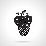 Strawberry dessert black vector icon