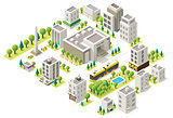 Vector isometric city buildings set