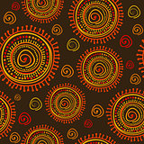Tribal stylized sun ornament seamless pattern