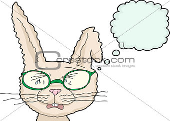 Isolated Sobbing Rabbit with Glasses