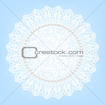 lace fabric doily and pearls