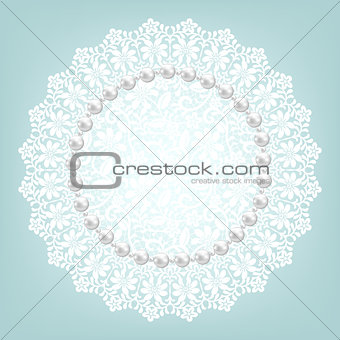 fabric doily and pearls