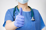 Doctor with thumbs up gesture