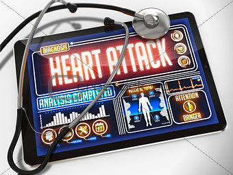 Heart Attack on the Display of Medical Tablet.