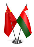 China and Oman - Miniature Flags.