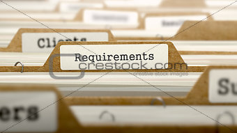 Requirements Concept with Word on Folder.