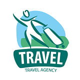 vector logo tourist traveling with a suitcase