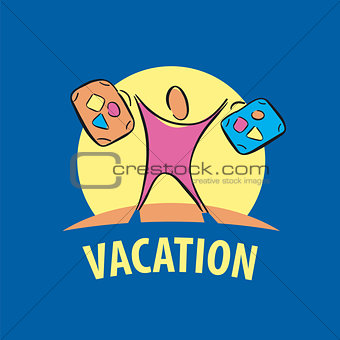 vector logo tourist traveling with suitcases