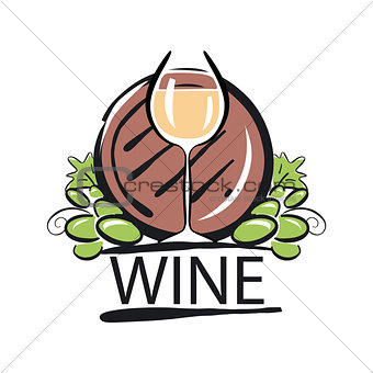 vector logo white wine barrel and the vine