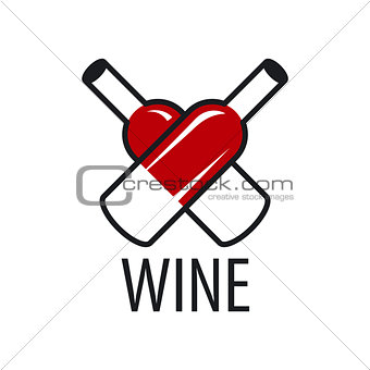 vector logo wine bottles in the form of heart
