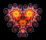 The symbol for the celebration of Halloween in the form of terrible demonic heart. Fractal art graphics
