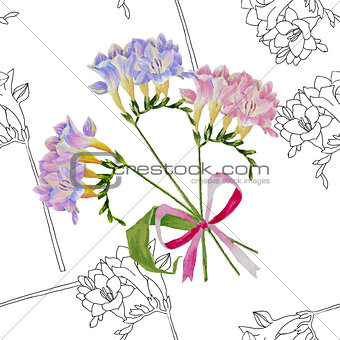 Seamless pattern with freesia flowers1-03